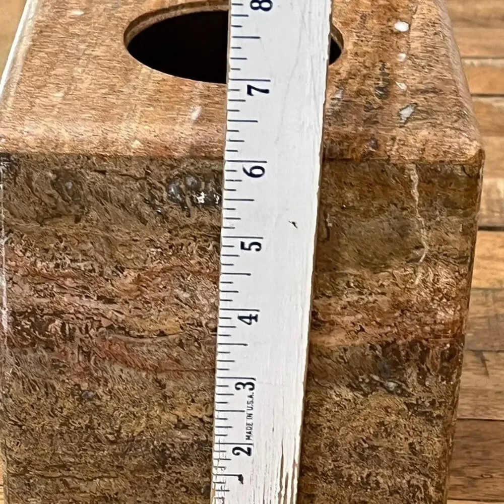 Waterstone Handmade Dark Travertine Marble Tissue Cover Natural Stone